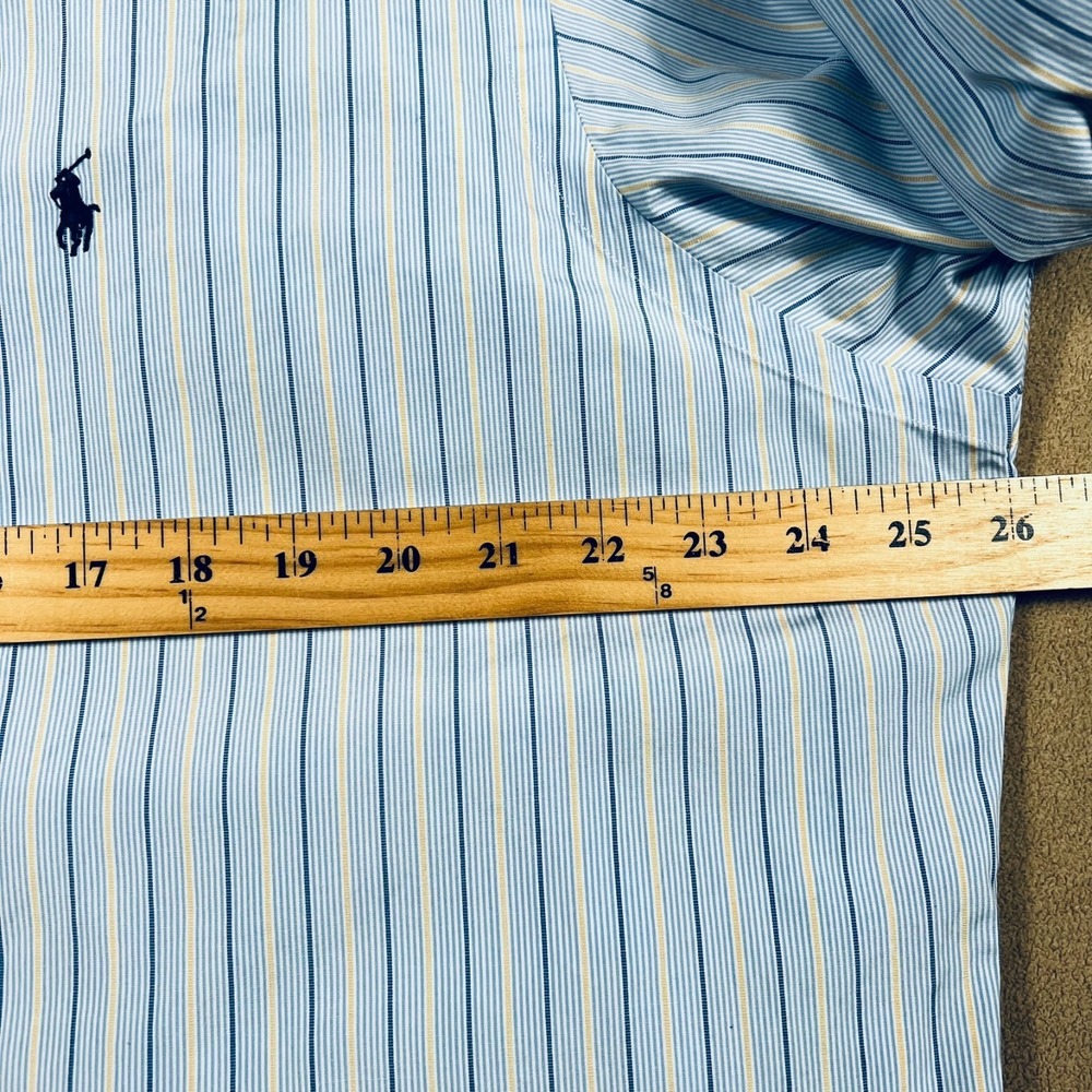 Ralph Lauren Classic Fit Blue Stripe Button Down Shirt XL 14.5/35 Blue Pony - Picture 4 of 12